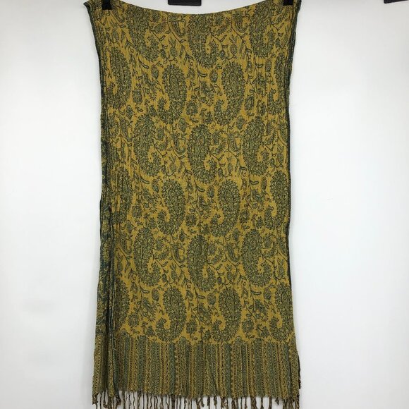 Mustard Yellow Paisley Print Scarf - Picture 8 of 12